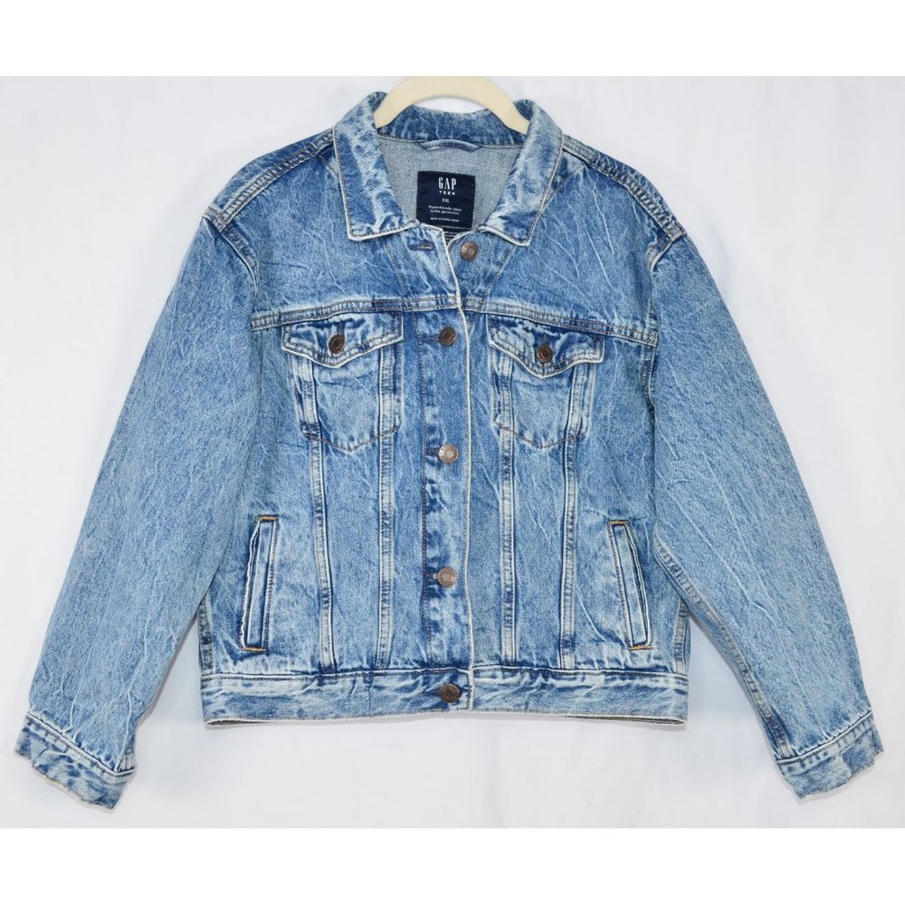 GAP  Teen Planet Friendly Washwell Denim Button Front Jacket Size XXL